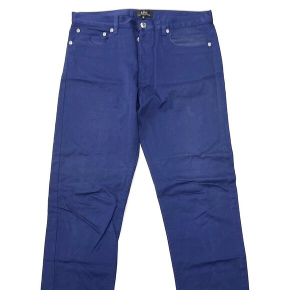 APC Blue Twill Pants 5 pocket Jean Straight 30 x 30 Cotton Button Fly - Picture 3 of 9
